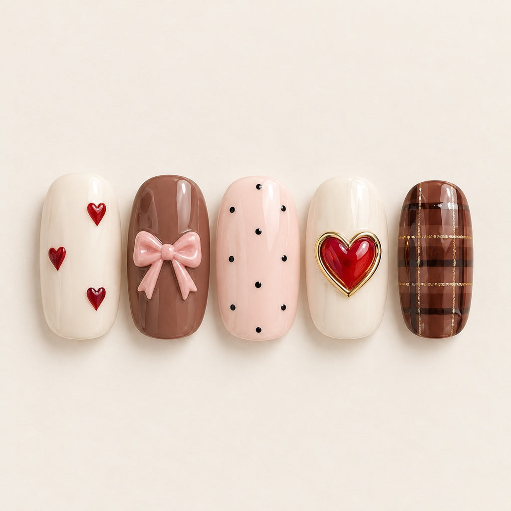 Cafe Date press-on nails