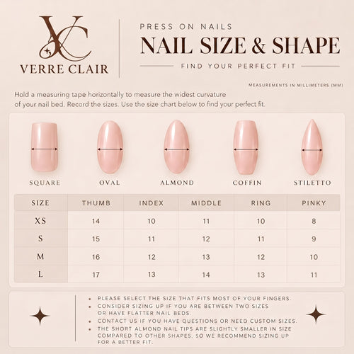 Verre Clair size chart