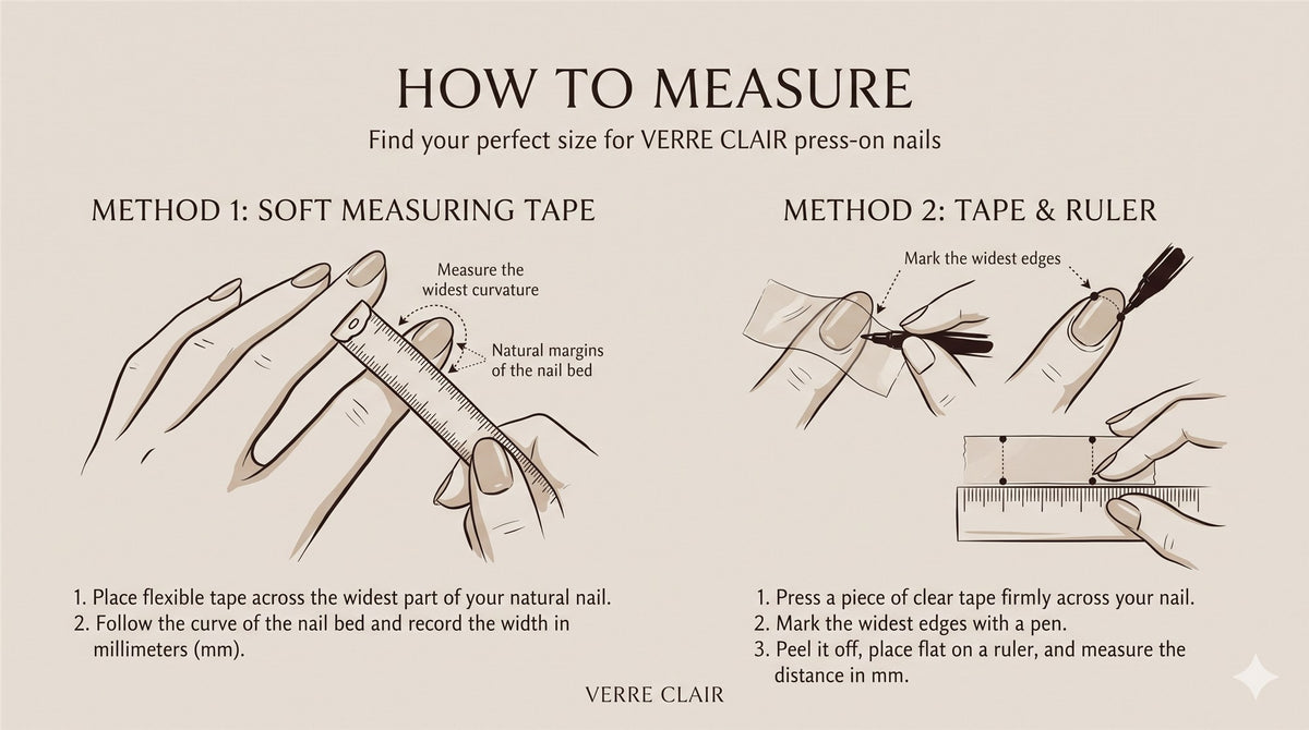 How to measure your press-on nails at home - VERRE CLAIR