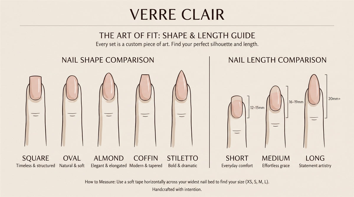 Press-on nail shapes and lengths guide - VERRE CLAIR