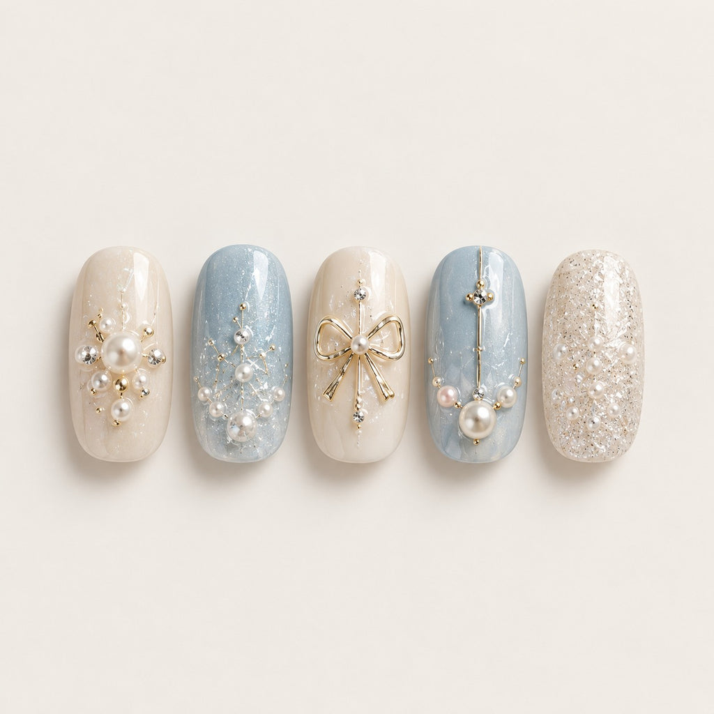 Frosted Pearl press-on nails