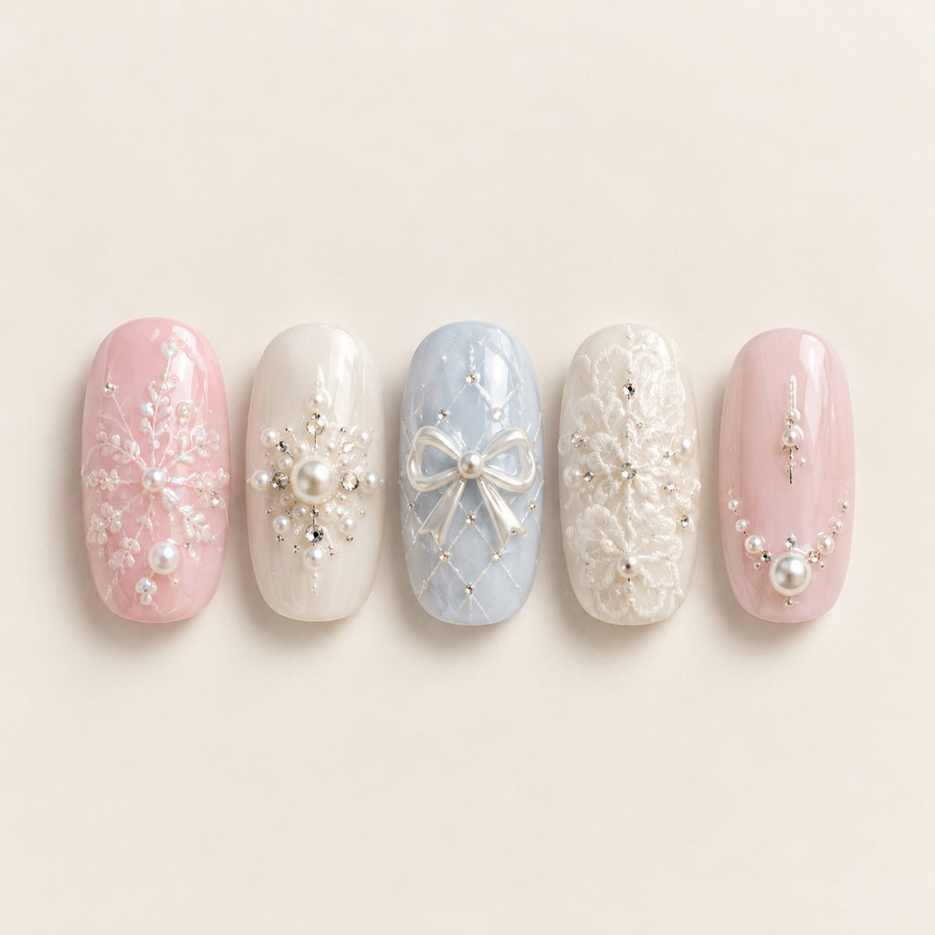 Frozen Lace press-on nails