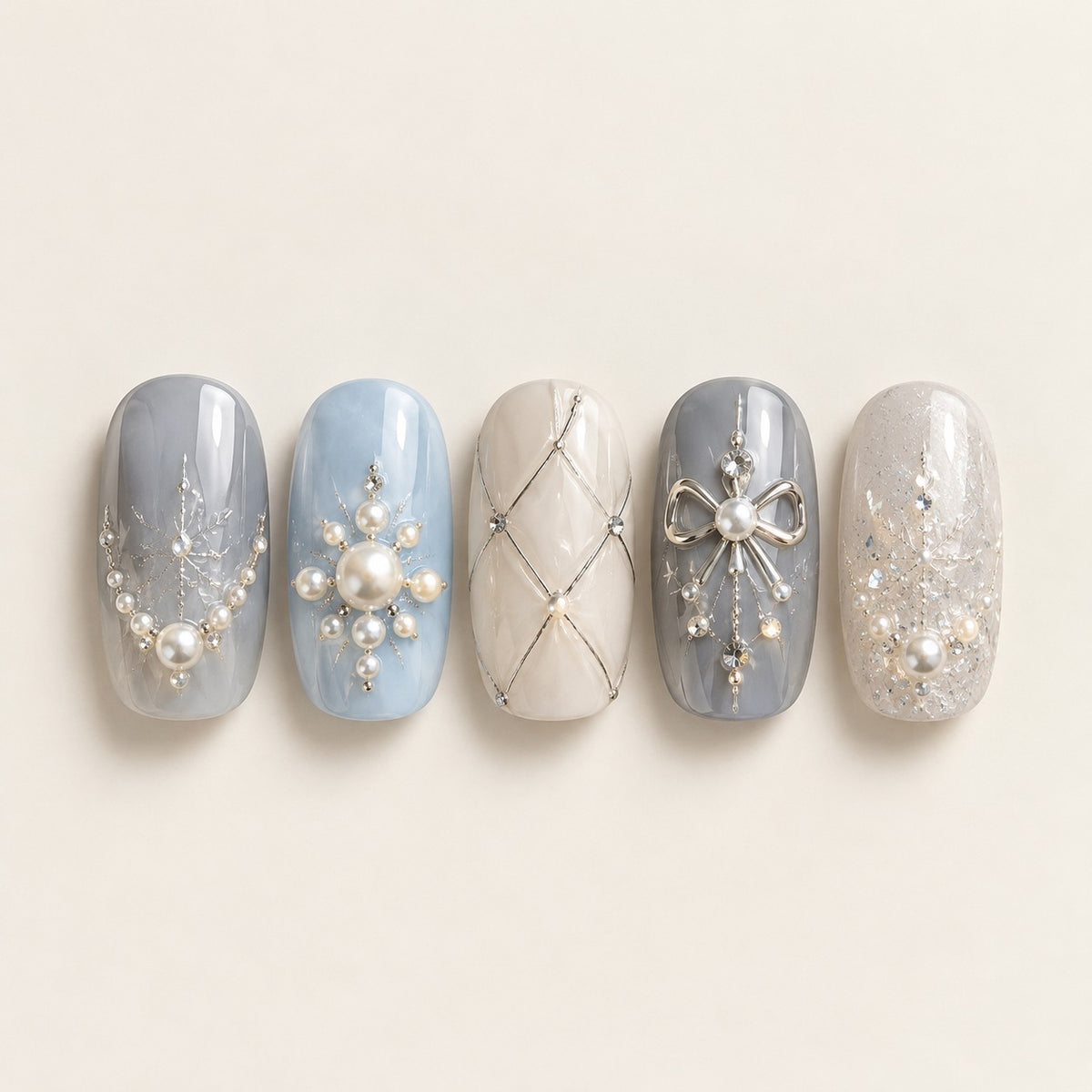 Silver Whisper press-on nails